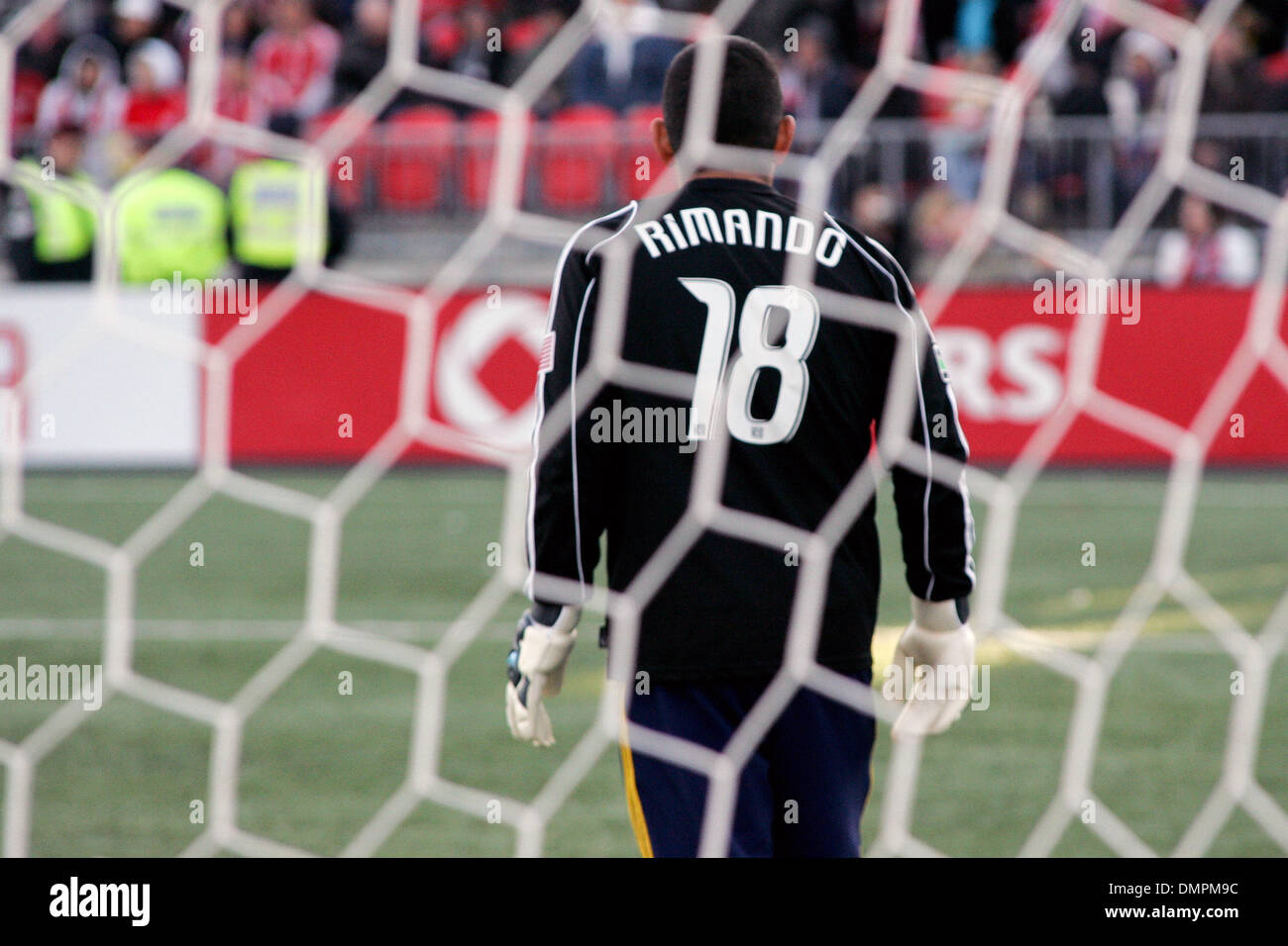 Oct. 18, 2009 - Toronto, Ontario, Canada - 17 October 2009:  Nick Rimando #18 of Real Salt Lake reacts to giving up a goal giving the Toronto FC the lead. Real Salt Lake were defeated by the Toronto FC 1-0 at BMO Field, Toronto, ON. (Credit Image: © Steve Dormer/Southcreek Global/ZUMApress.com) Stock Photo