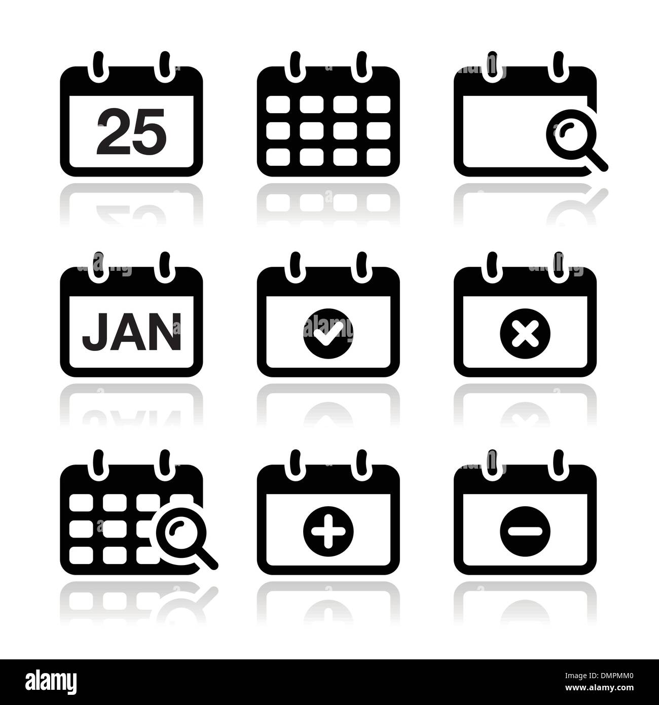 Calendar date vector icons set Stock Vector