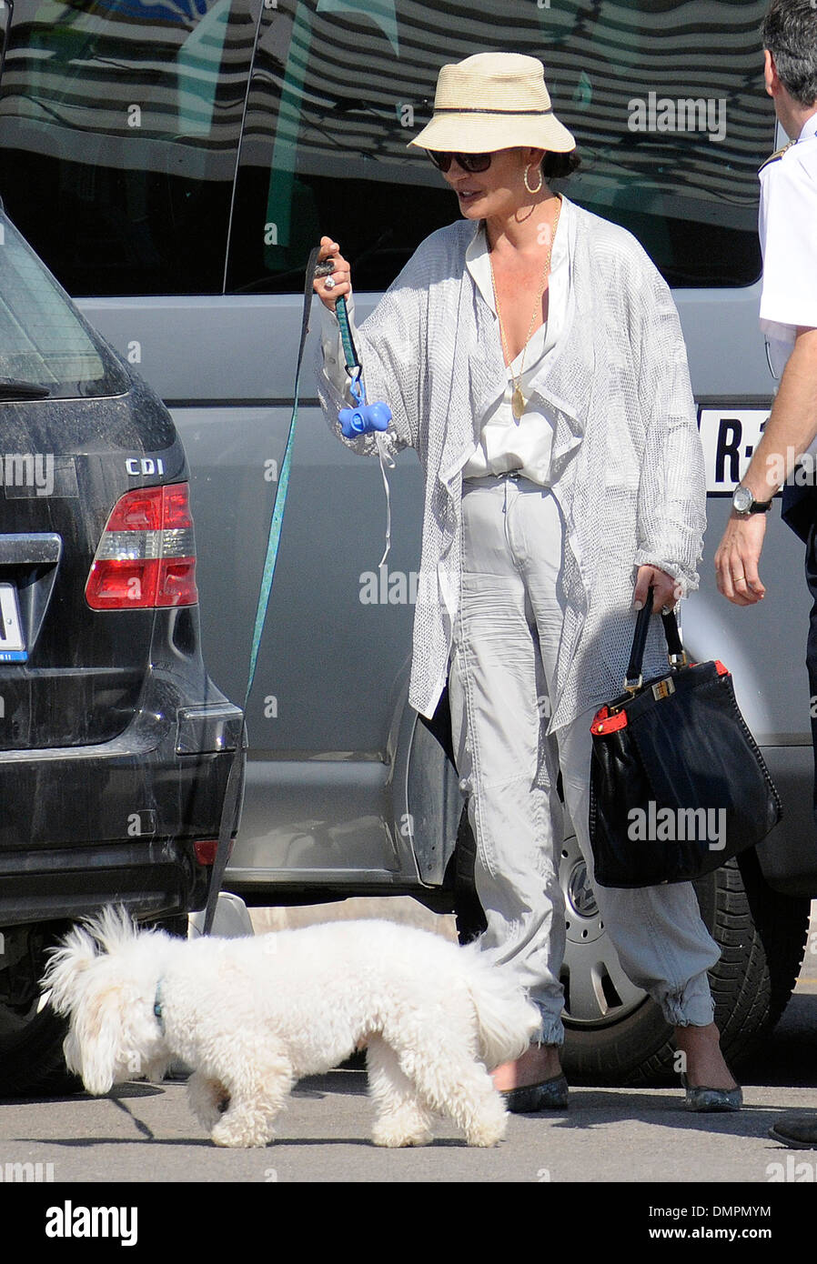 Catherine Zeta Jones, is an a  British actress married with Michael Douglas. At the airport of Mallorca. Stock Photo