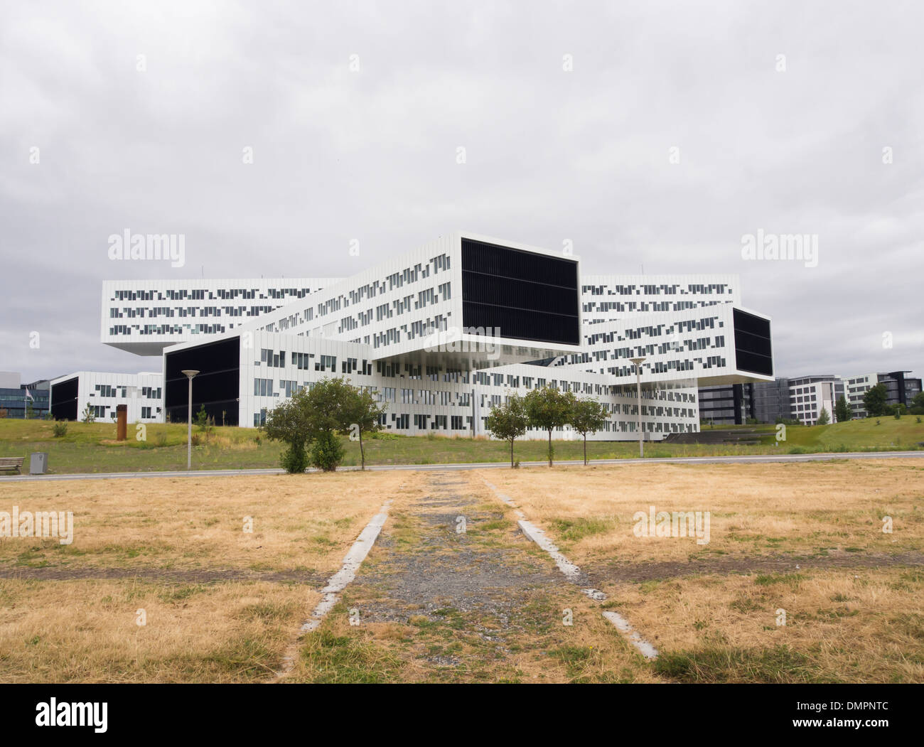 Statoil building Fornebu by Oslo Norway, viewed from behind, A-lab architects received WAN Awards for the distinctive look Stock Photo