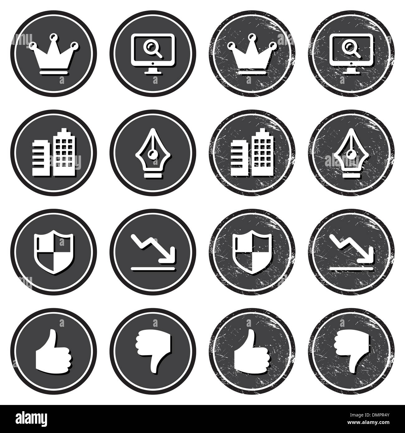Web navigation icons on retro labels set Stock Vector