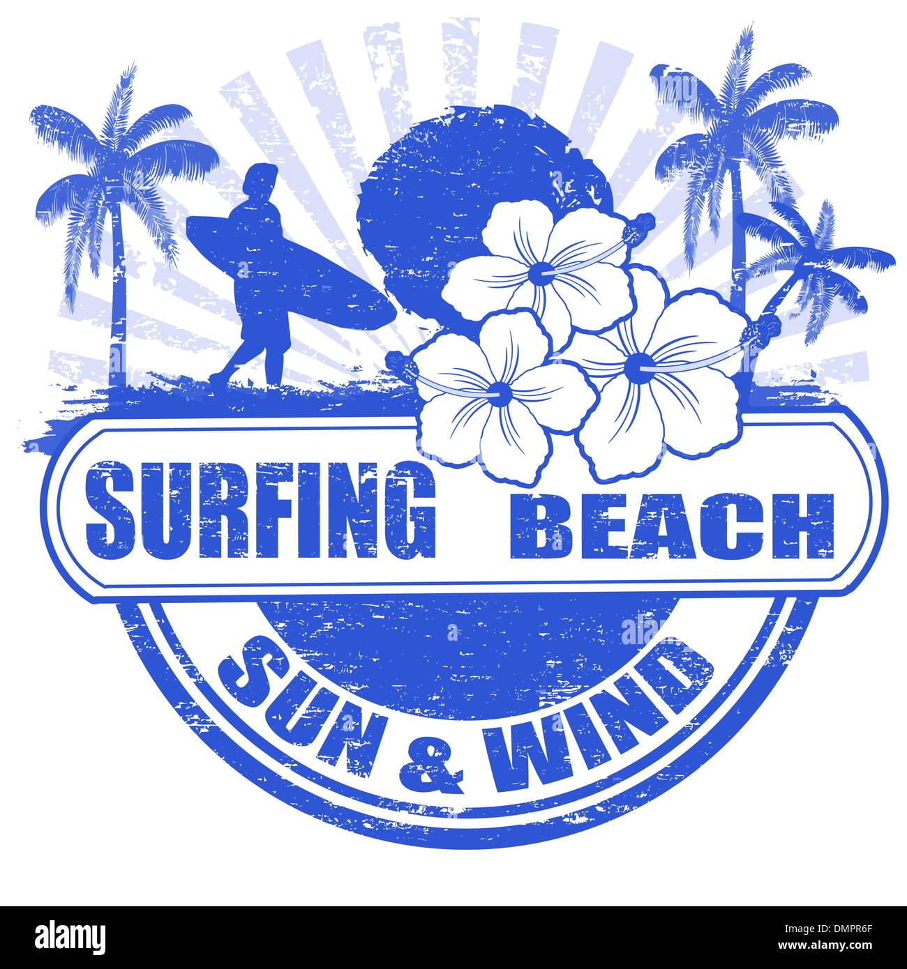 Surfing beach stamp Stock Vector Image & Art - Alamy