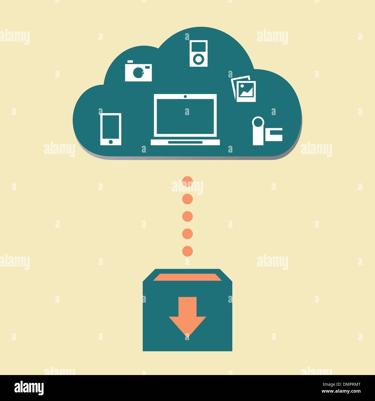 Cloud with electronic devices. Stock Vector