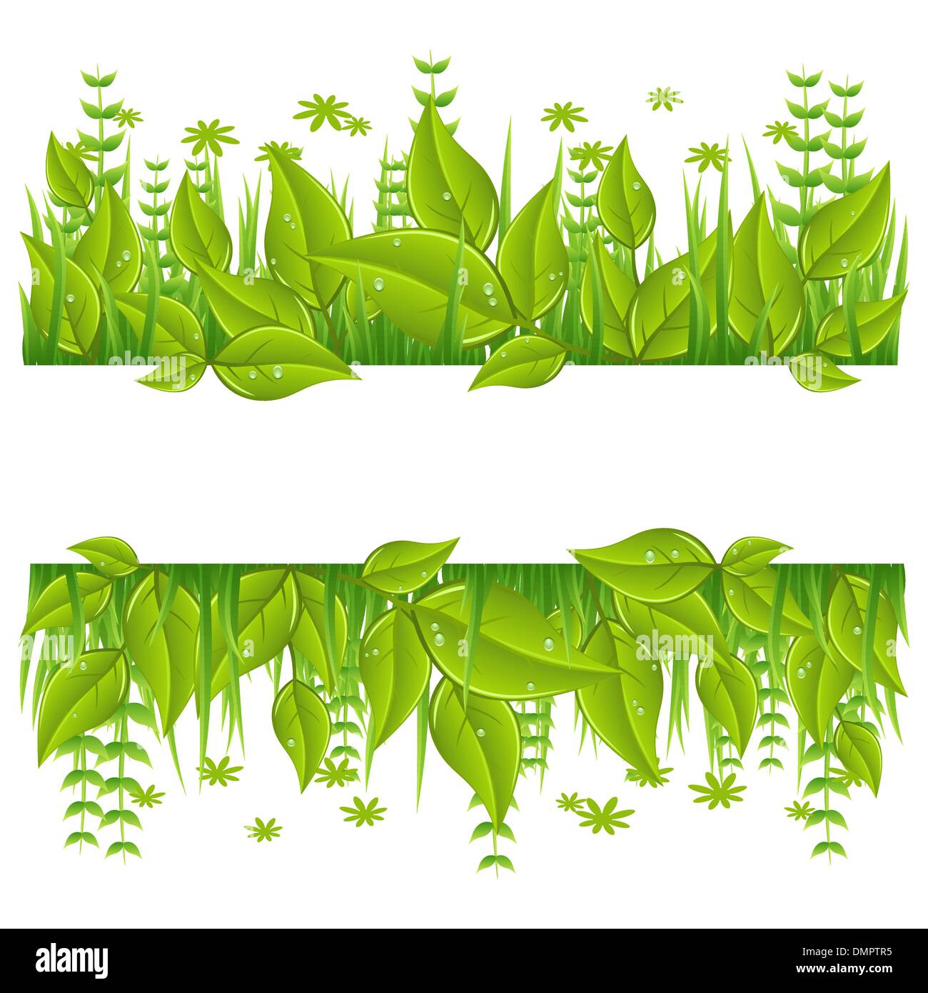 Green eco line with leafs Stock Vector
