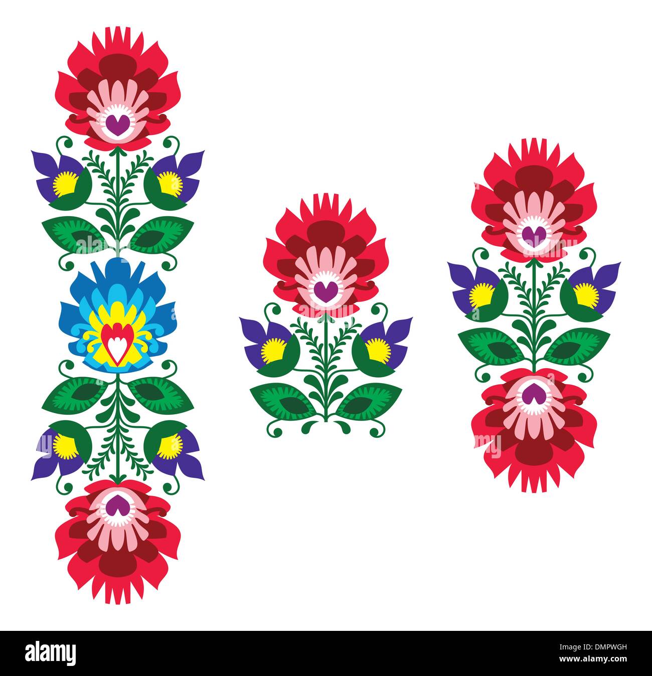 Folk embroidery - floral traditional polish pattern Stock Vector