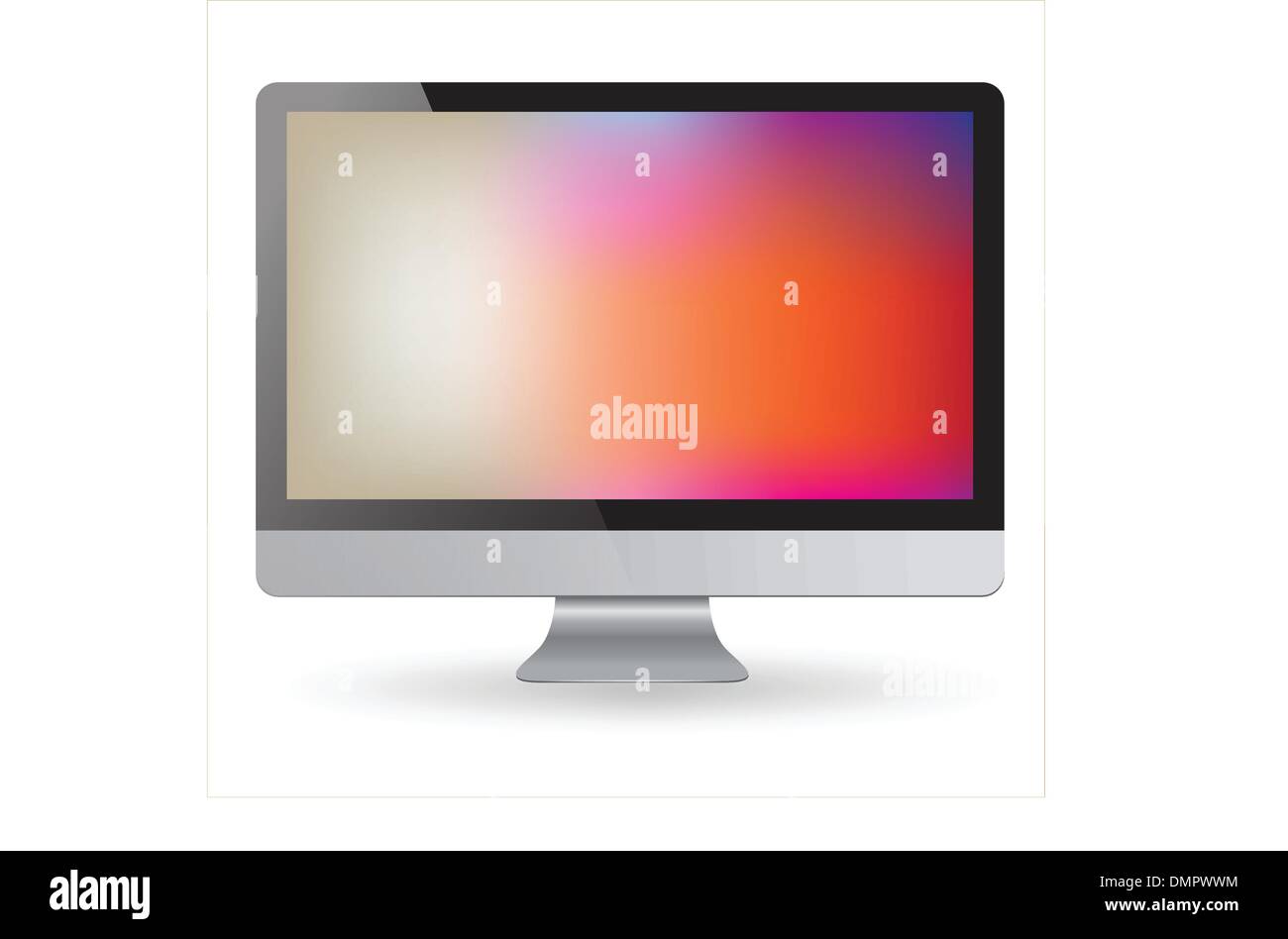 Computer display isolated on white Stock Vector