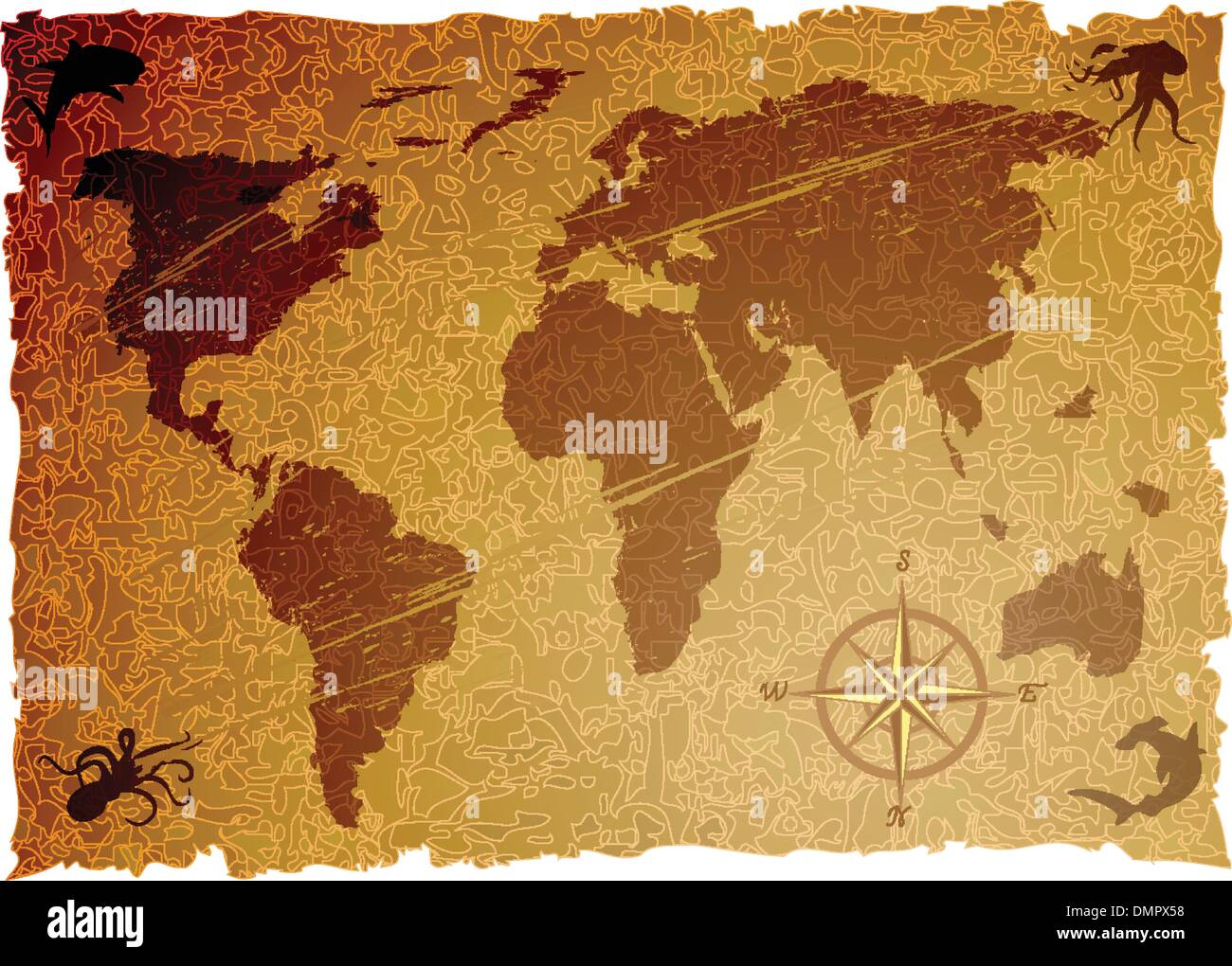 Old americas map Stock Vector Images - The Vector Grunge Old Map DMPX58