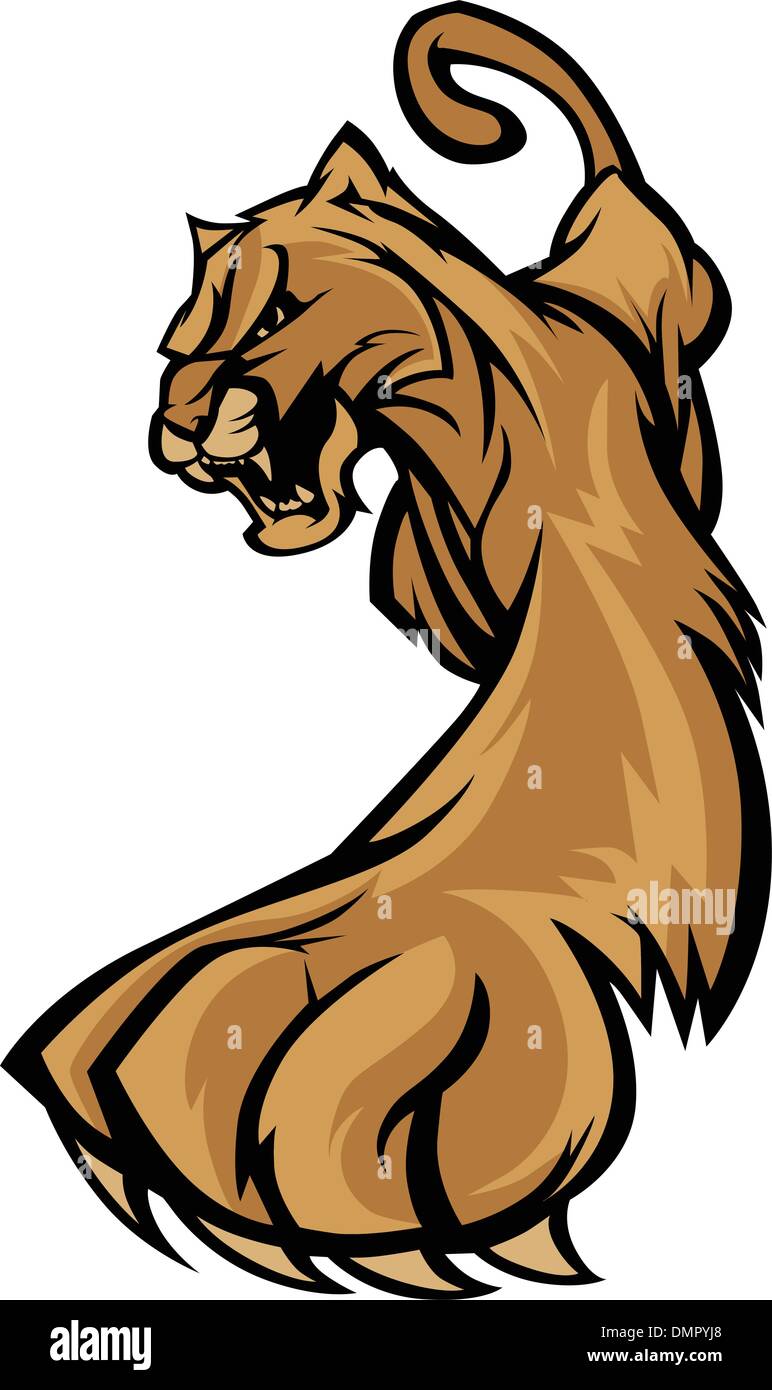 Cougar Mascot Body Prowling Vector Graphic Stock Vector