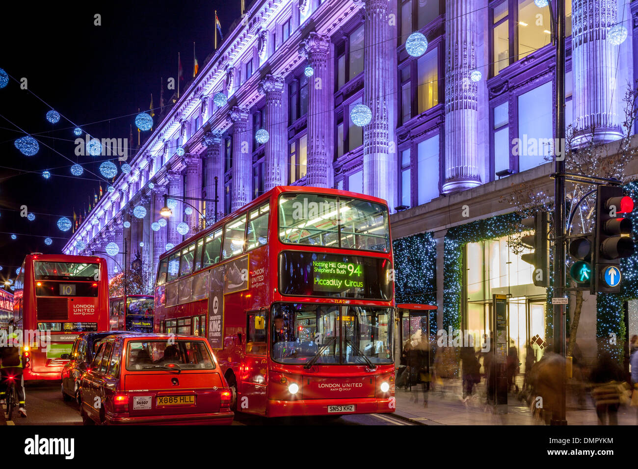 Selfridges Department Store and Oxford Street at Christmas, London