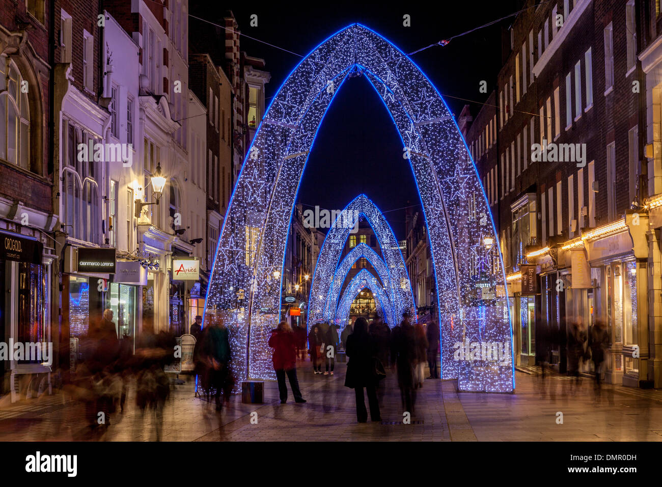 The Christmas Lights In South Molton Street, London, England Stock
