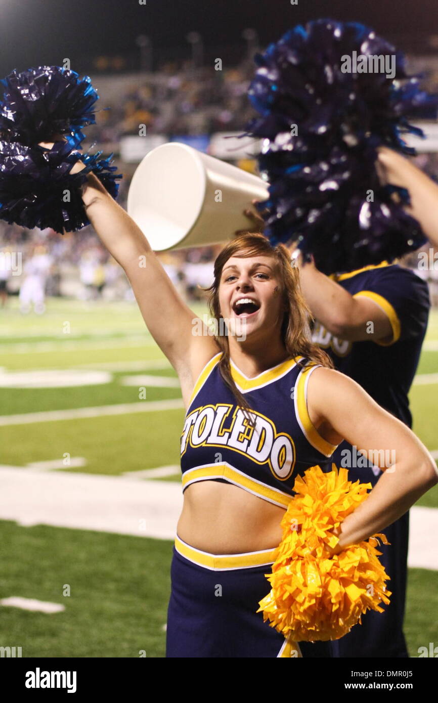 Toledo cheerleader during game action. University of Colorado, of the