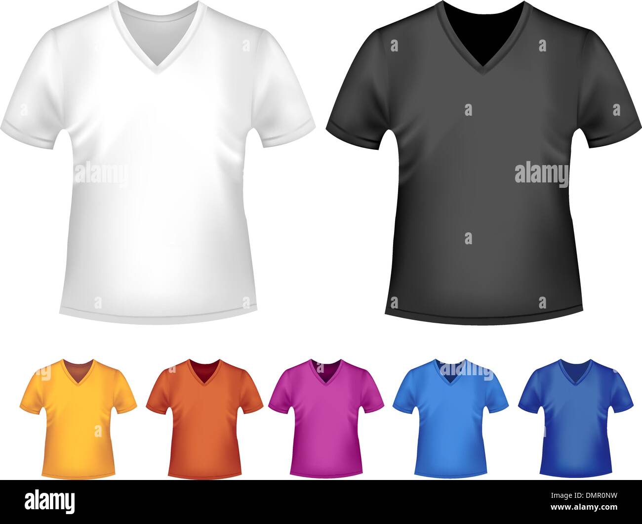 Black and white and color men polo t-shirts. Design template. Ve Stock Vector