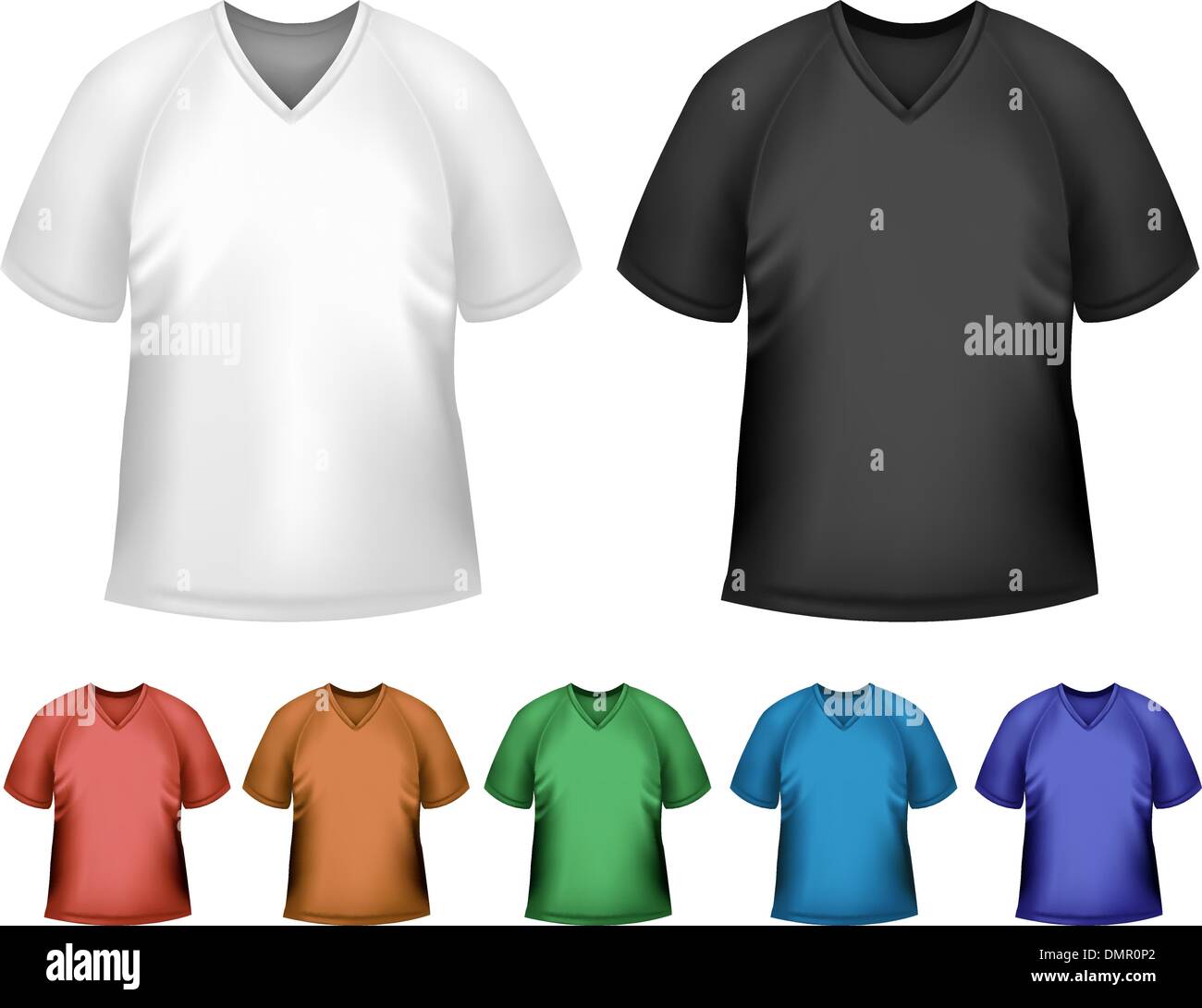 Black and white and color men polo t-shirts. Design template. Ve Stock Vector