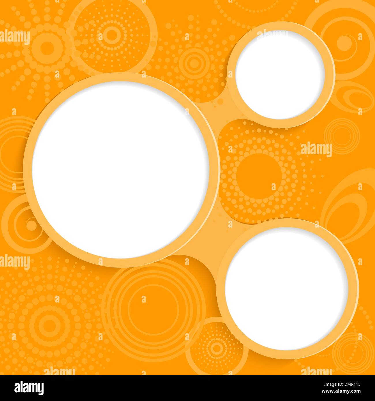 Whimsical orange background with round elements for information Stock Vector