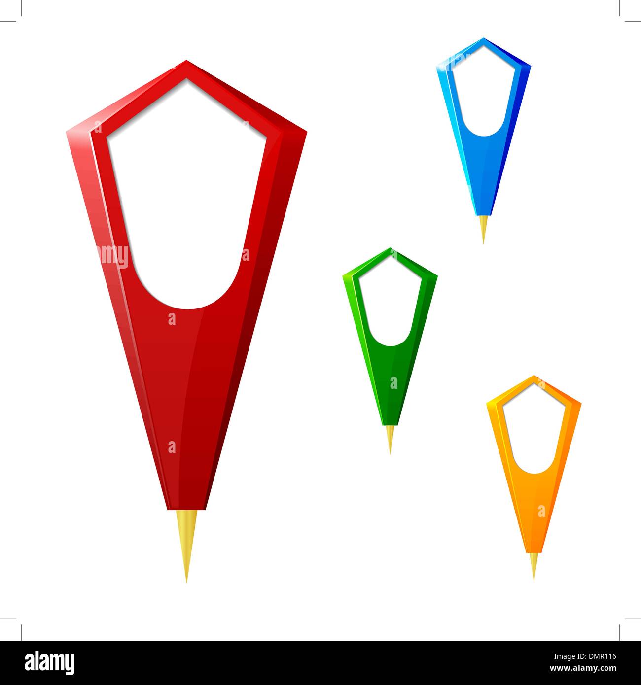 Set of  3D map pointers Stock Vector