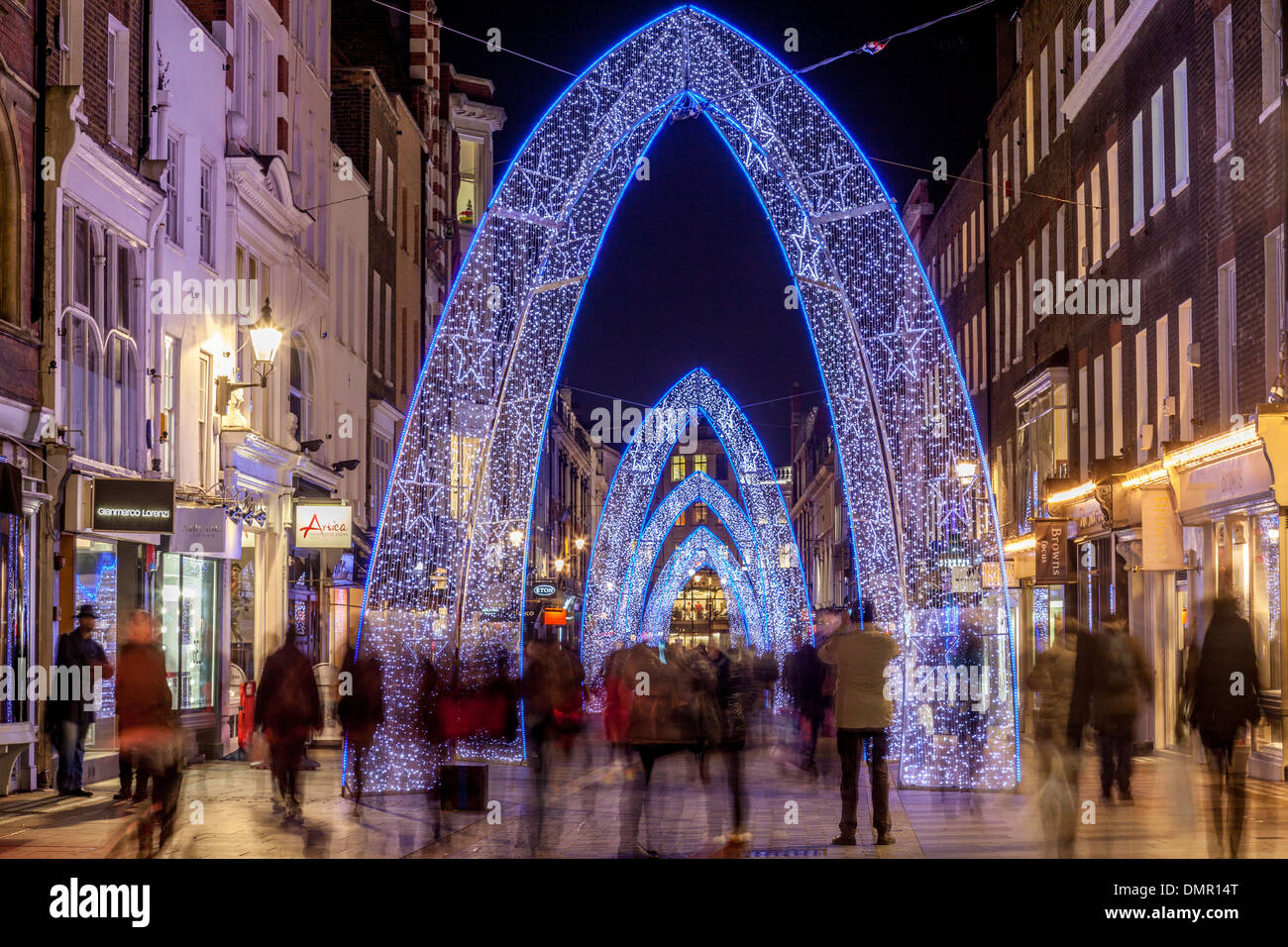 The Christmas Lights In South Molton Street, London, England Stock
