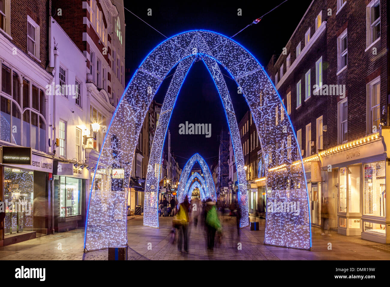 The Christmas Lights In South Molton Street, London, England Stock