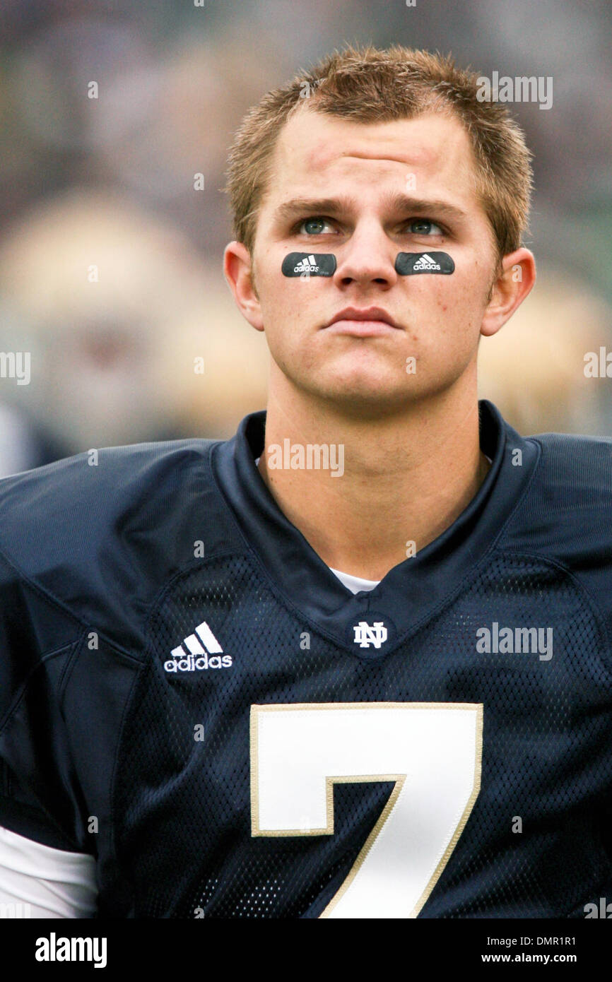 Notre Dame Quarterback Jimmy Clausen 7 During Game Action Stock