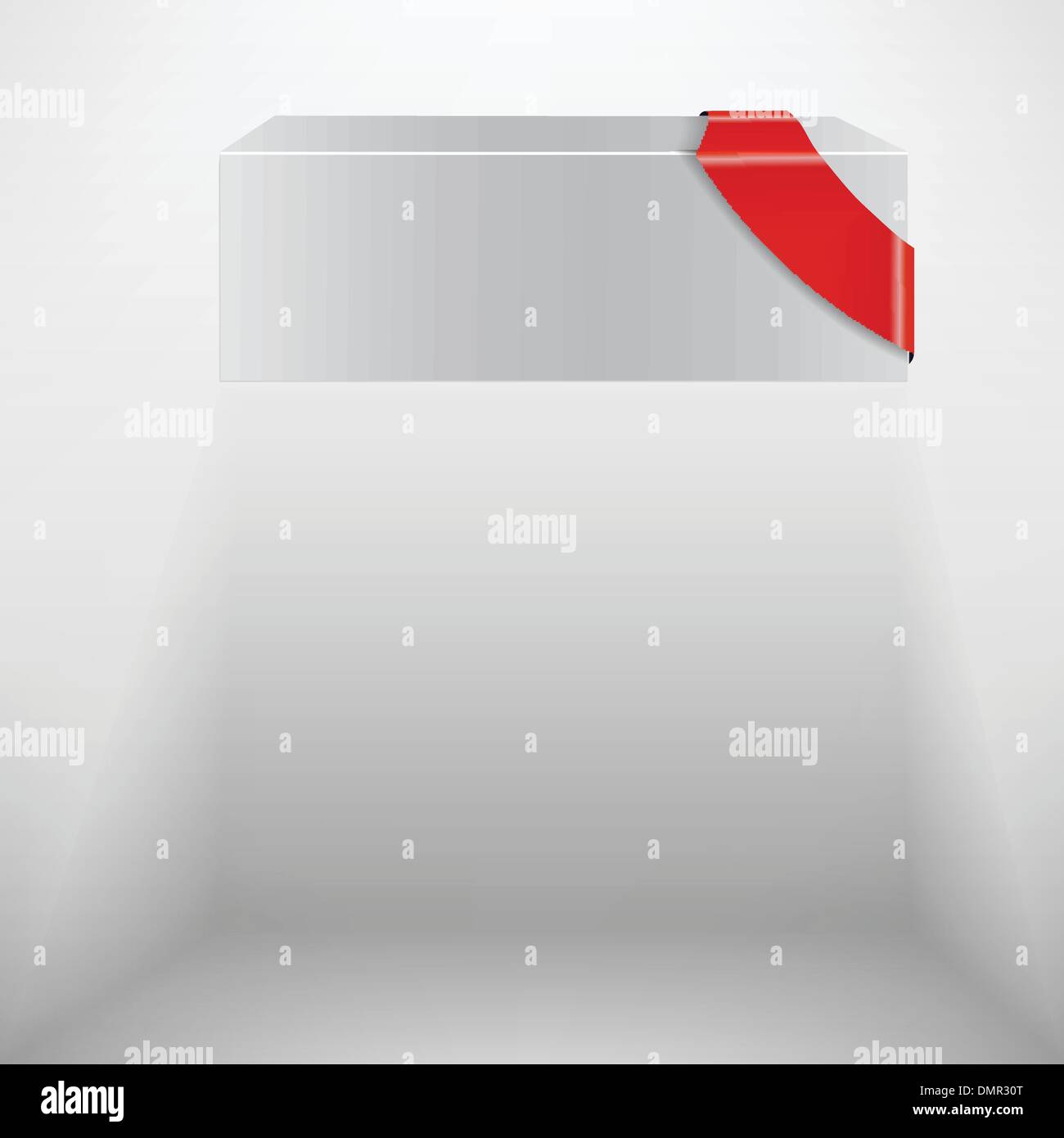 the abstract vector white box with red ribbon Stock Vector