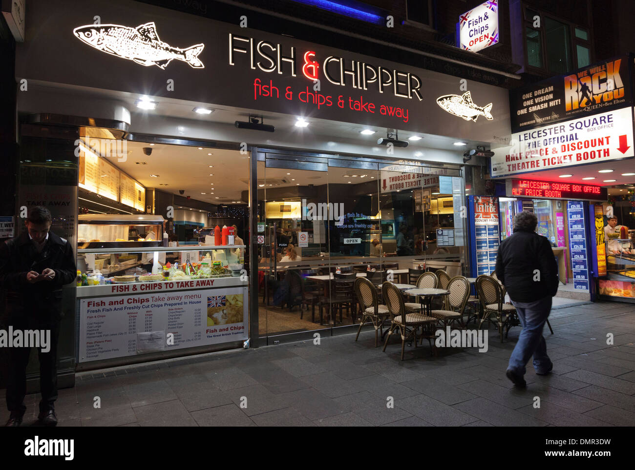 Fish & Chipper, chip shop with take-away service in Leicester Square, London, England, United Kingdom, UK Stock Photo