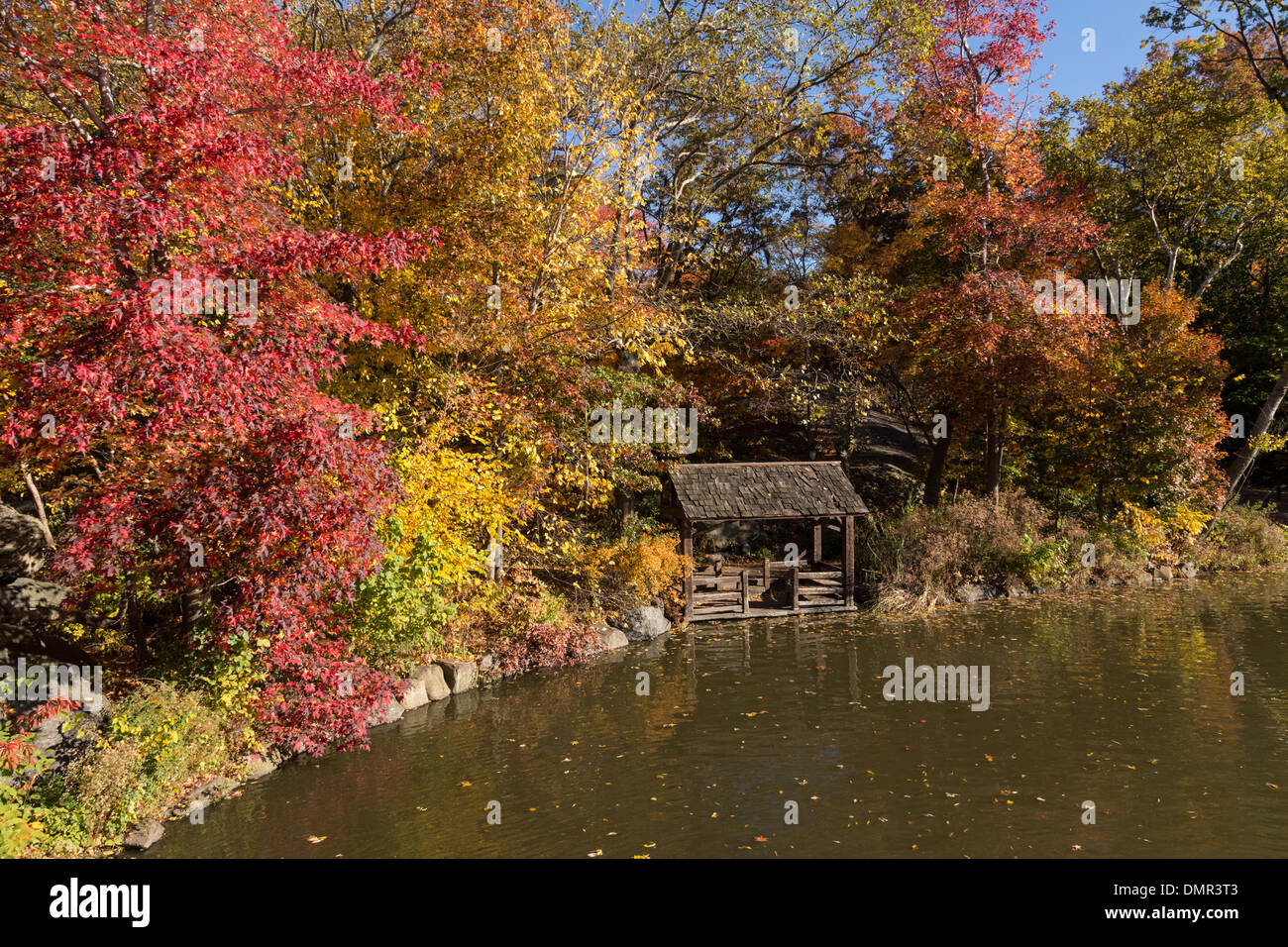 Wooden Gazebo on The Lake, Central Park in Autumn, NYC Stock Photo - Alamy