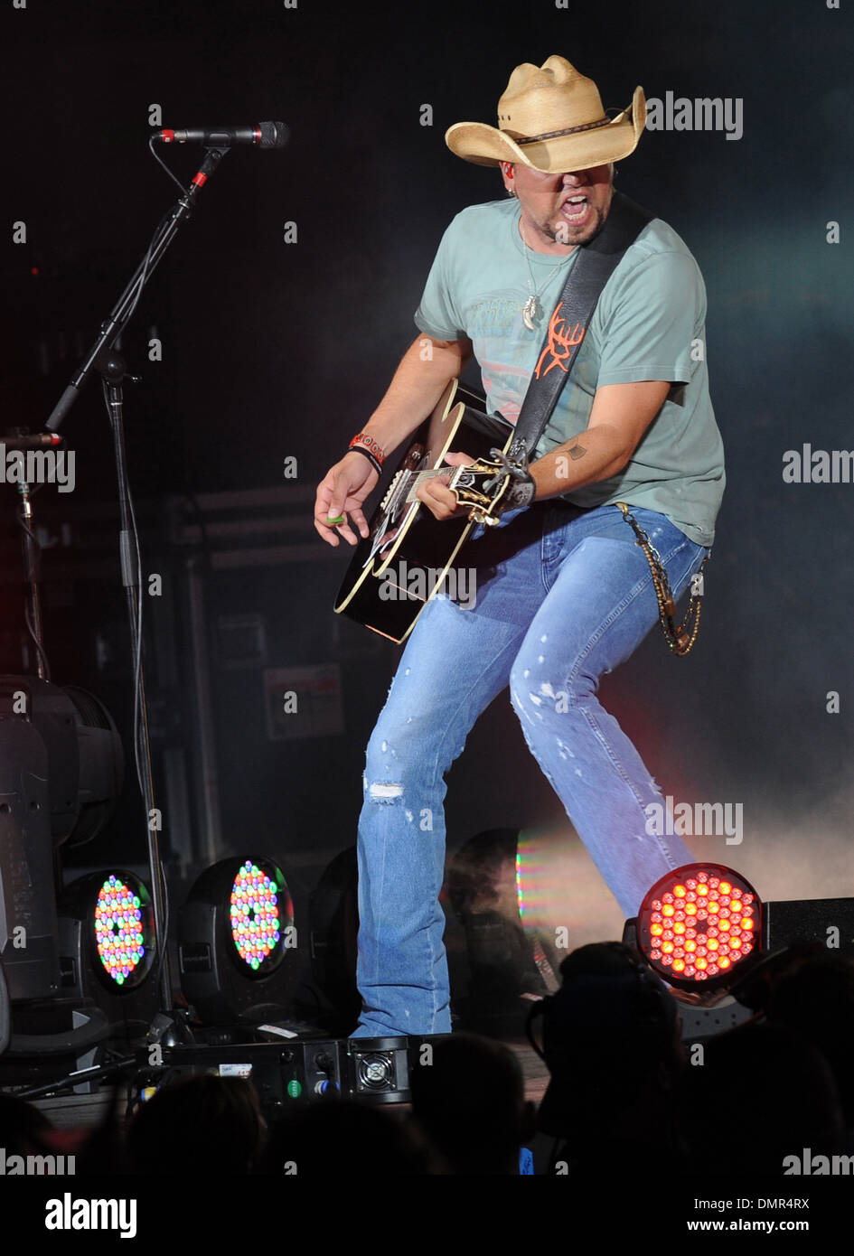 Jason Aldean performing during at My Kinda Party Tour 2012 at Cruzan Amphitheater West Palm Beach Florida - 11.08.12 Stock Photo