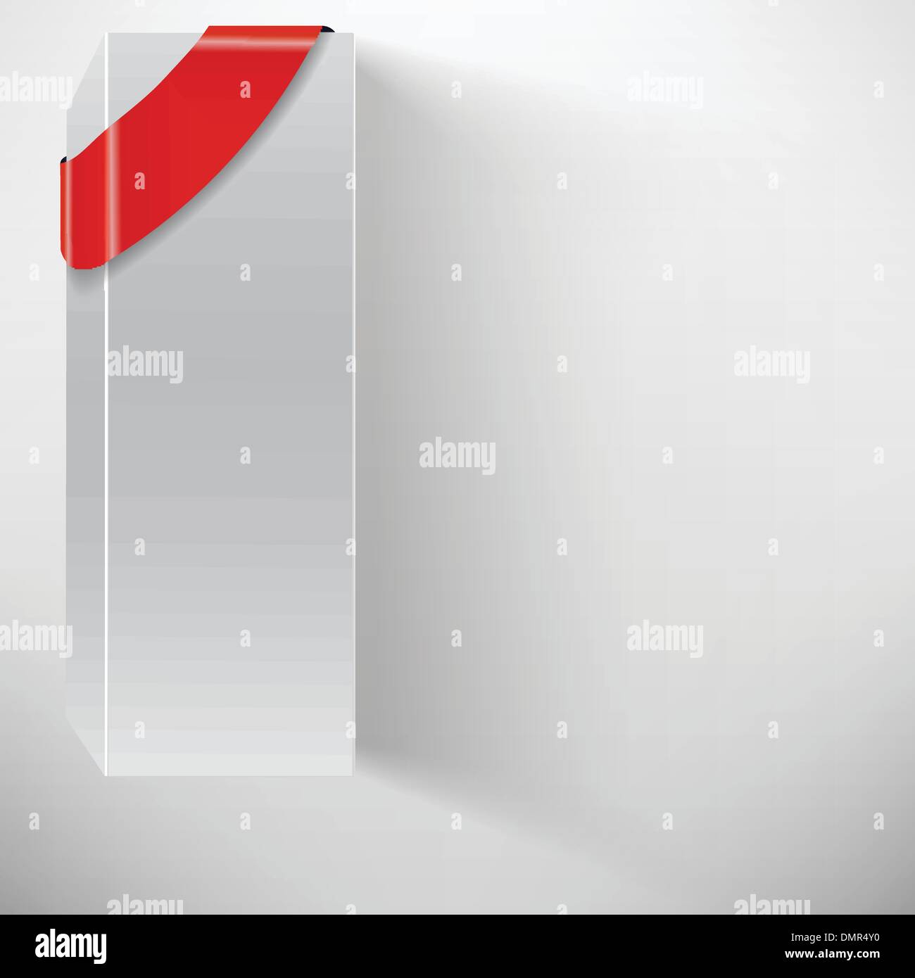 the abstract vector white box with red ribbon Stock Vector