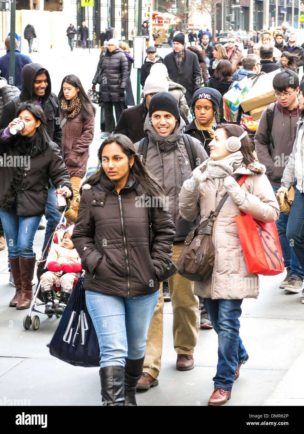 Crowds of Shoppers on Black Friday, NYc, USA Stock Photo