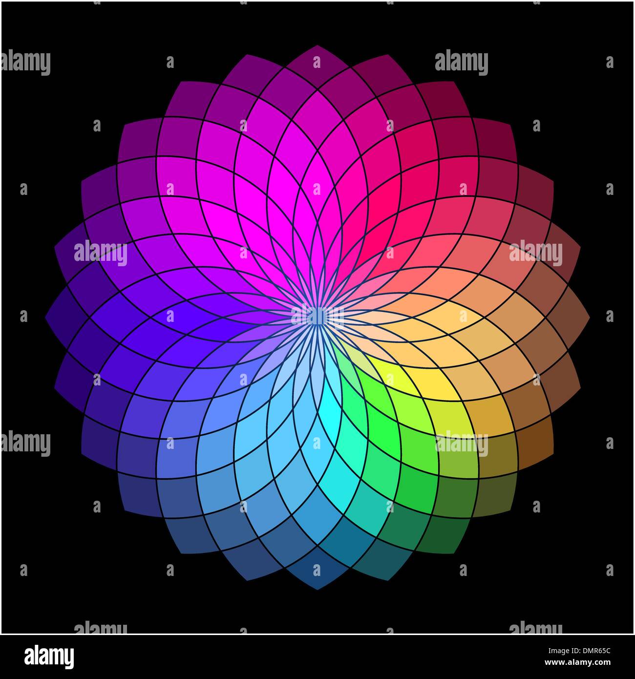 Rainbow style vector wheel. Color Creative Abstract Flower Stock Vector