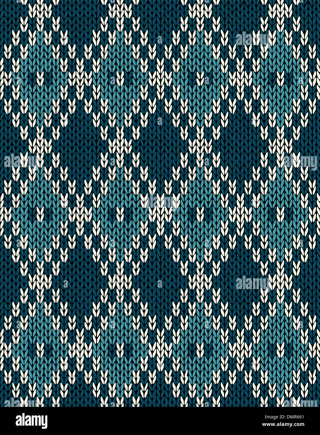 Knit Woolen Seamless Jacquard Ornament Pattern. Fabric Dark Blue Stock Vector
