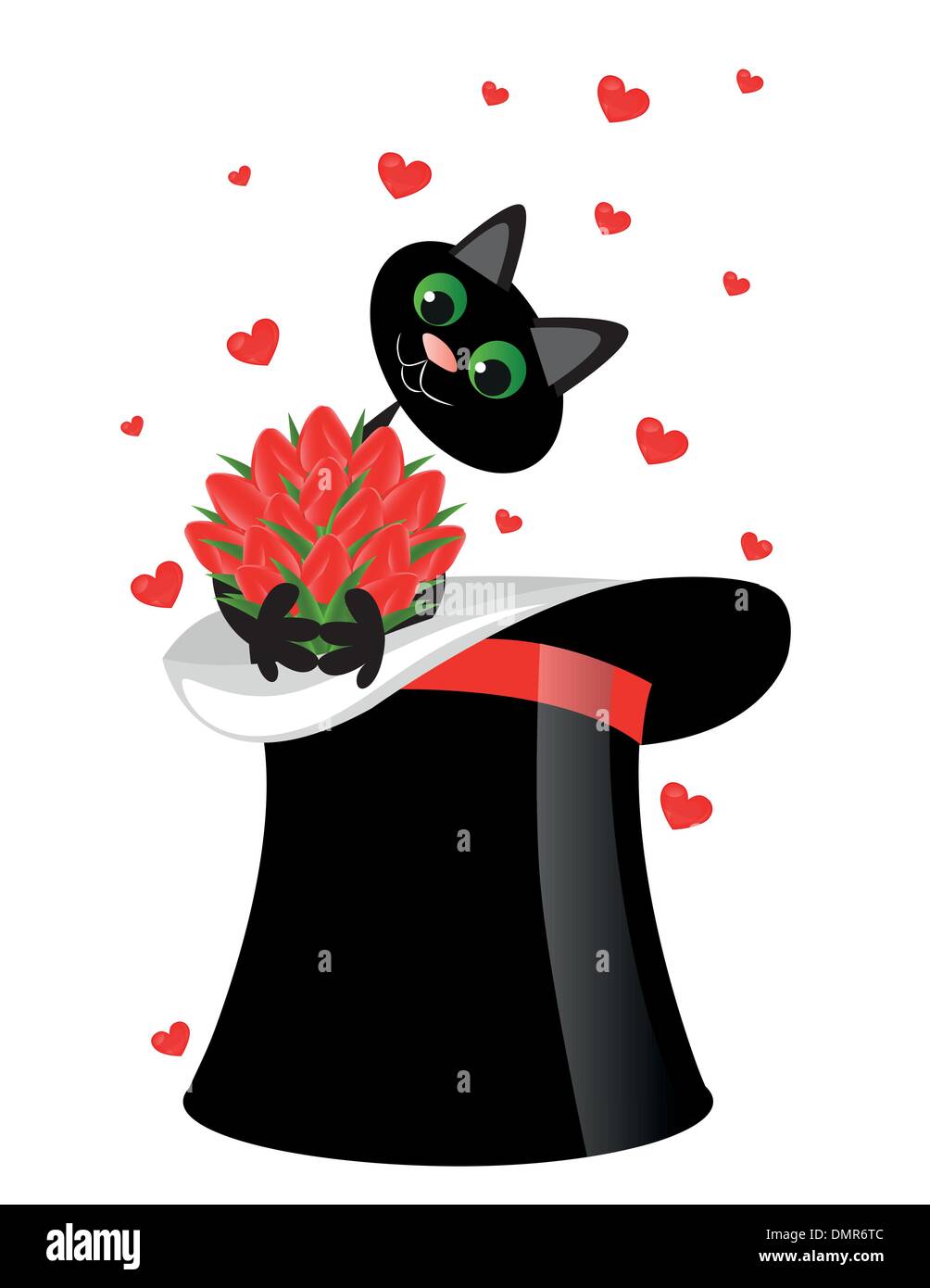 cat holding a flowers Stock Vector