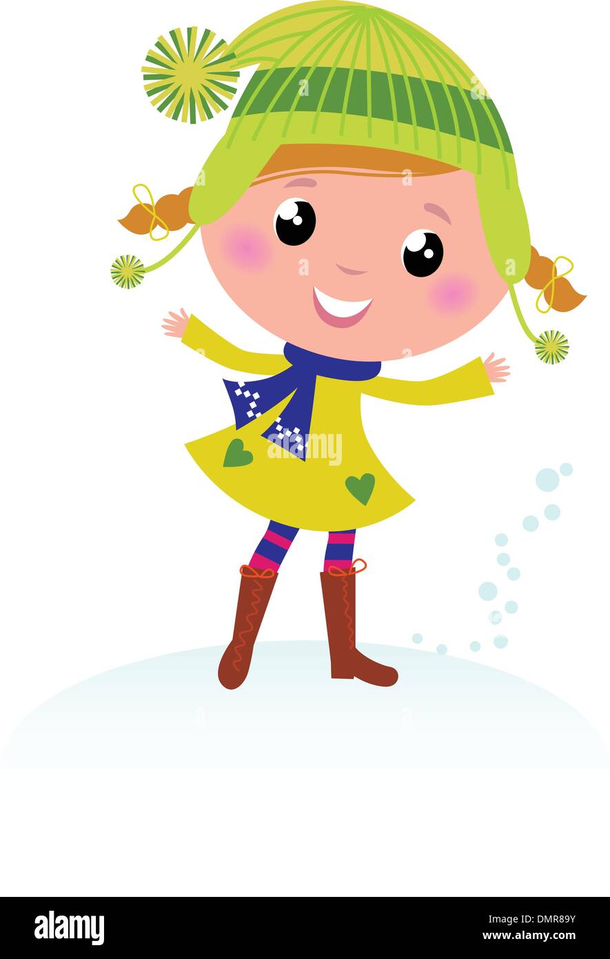 Cute little Christmas Girl isolated on white Stock Vector Image & Art ...