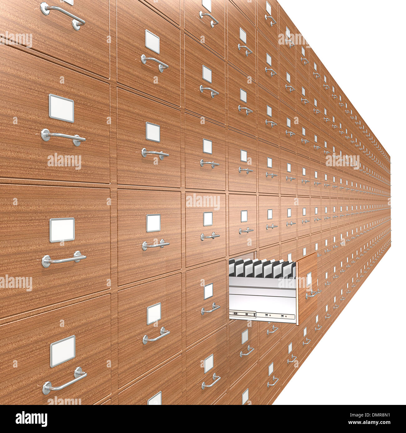 Wooden File Open drawer Stock Photo Alamy