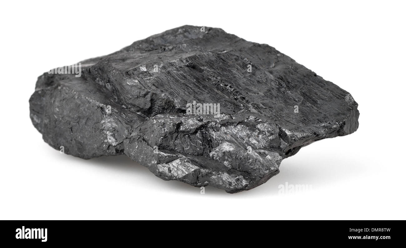 Piece of coal isolated on white background. Stock Photo