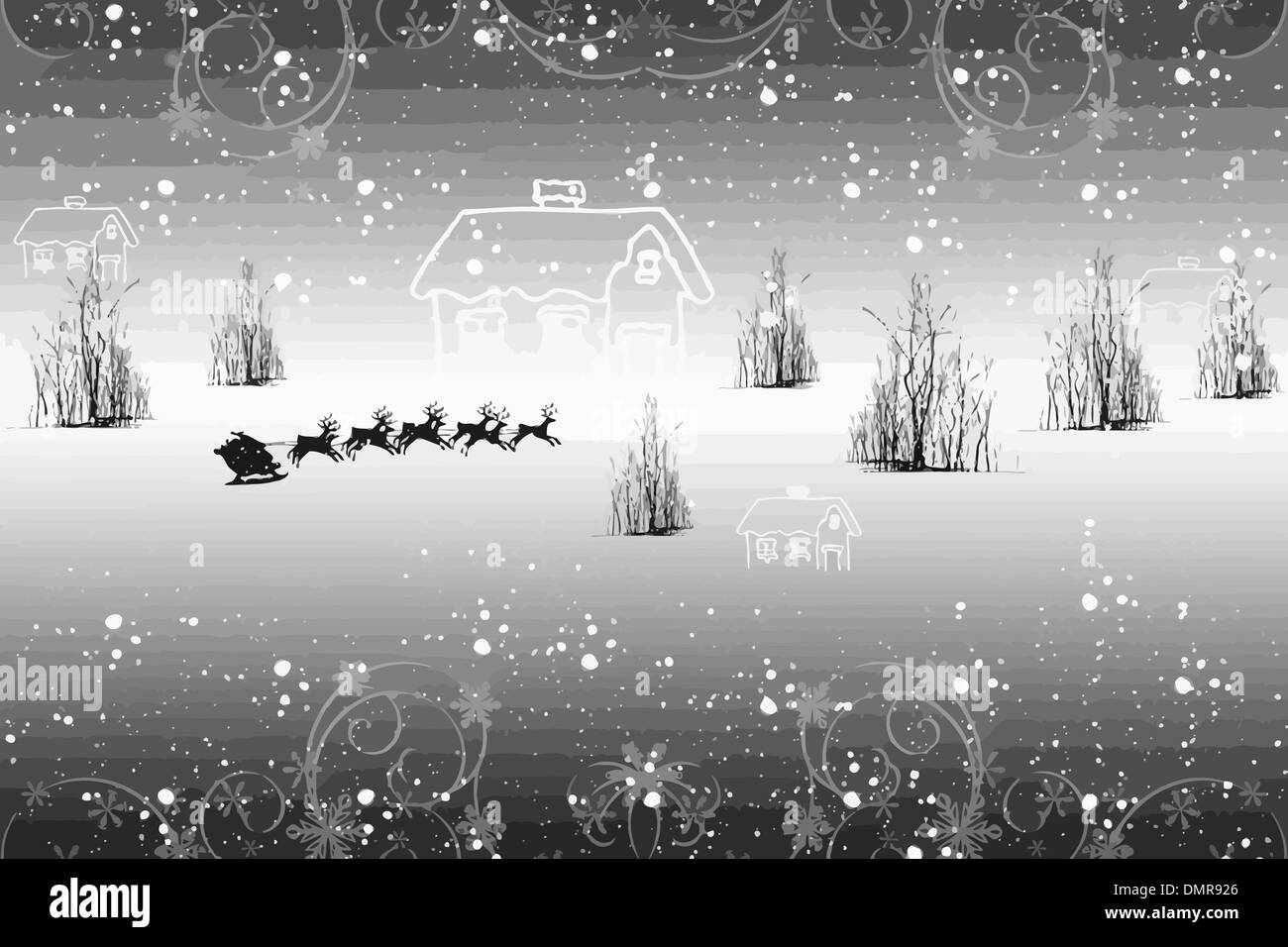 Black and white winter landscape Stock Vector Images - Alamy