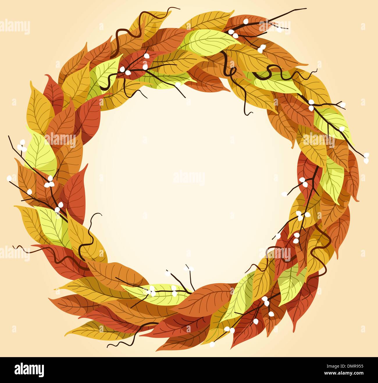 Autumn leaves form in round shape Stock Vector