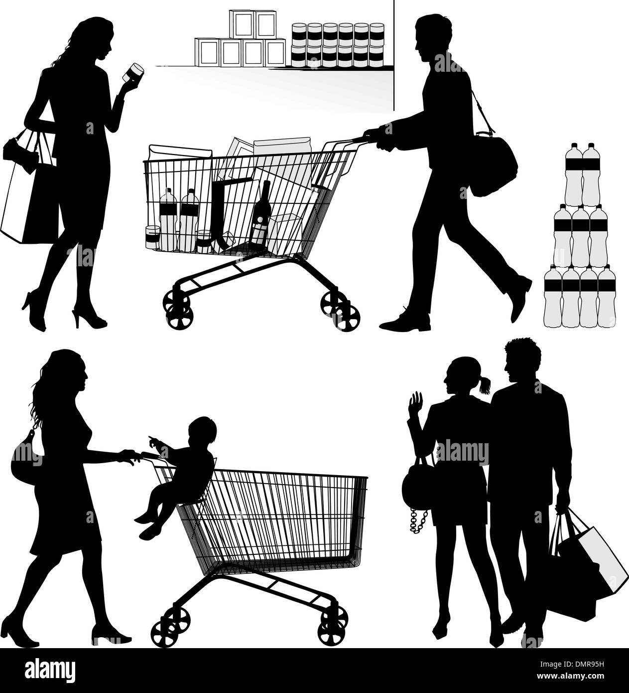 several people, shopping vector silhouettes Stock Vector Image & Art
