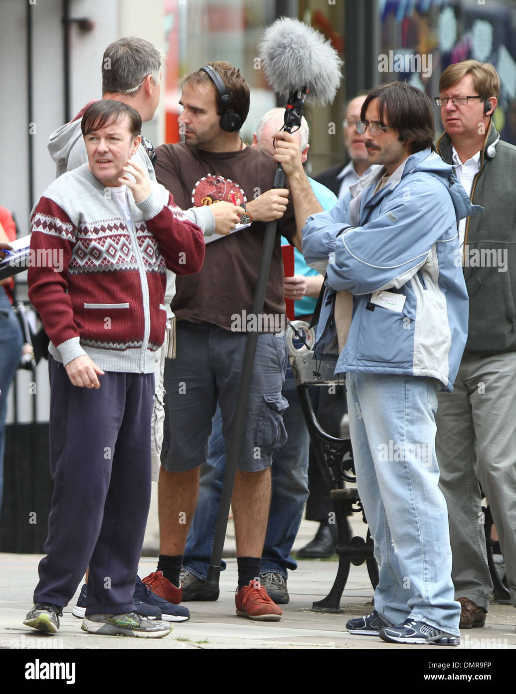 Ricky Gervais and David Earl on the set of 'Derek' in north London