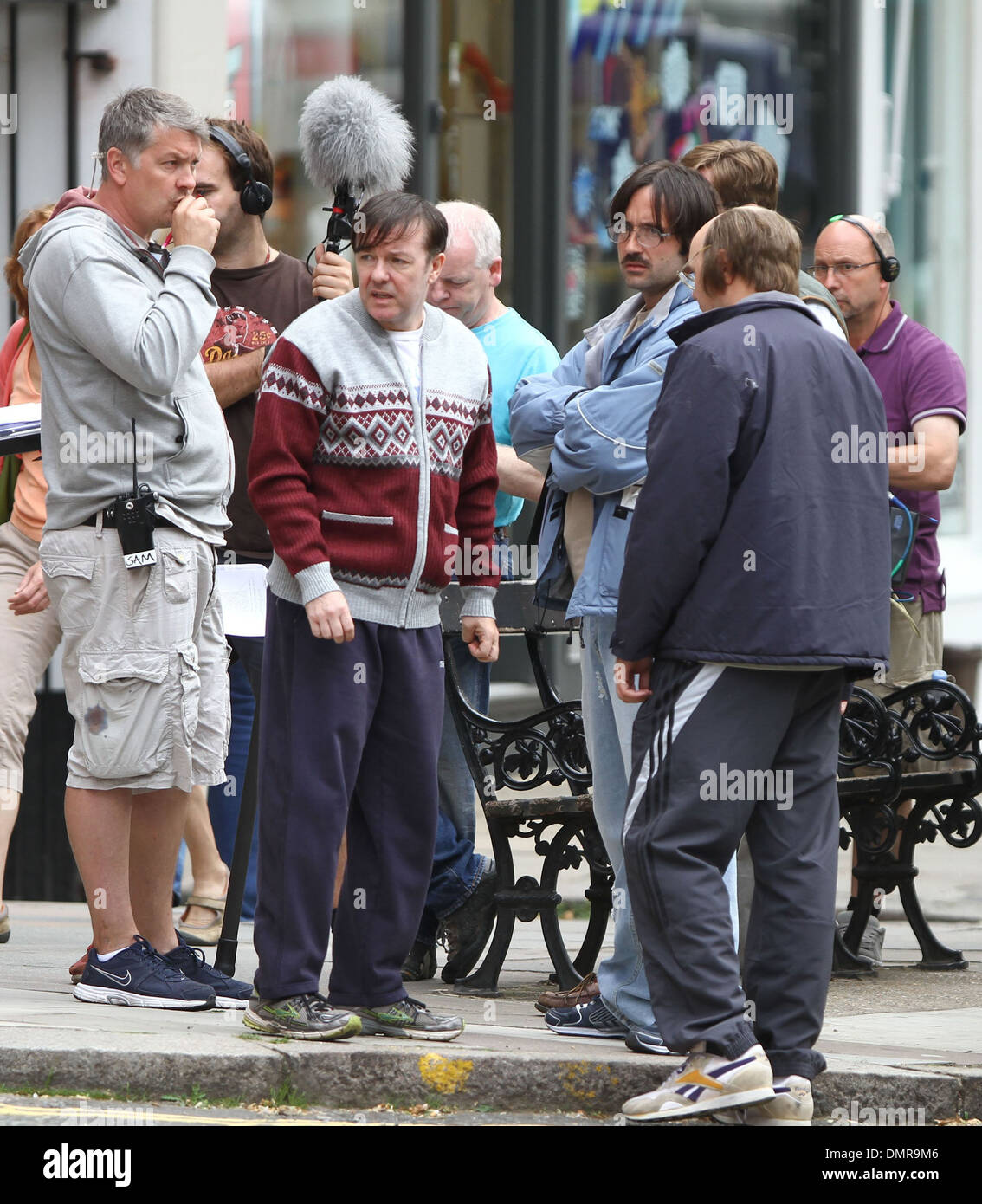Ricky Gervais and David Earl on the set of 'Derek' in north London