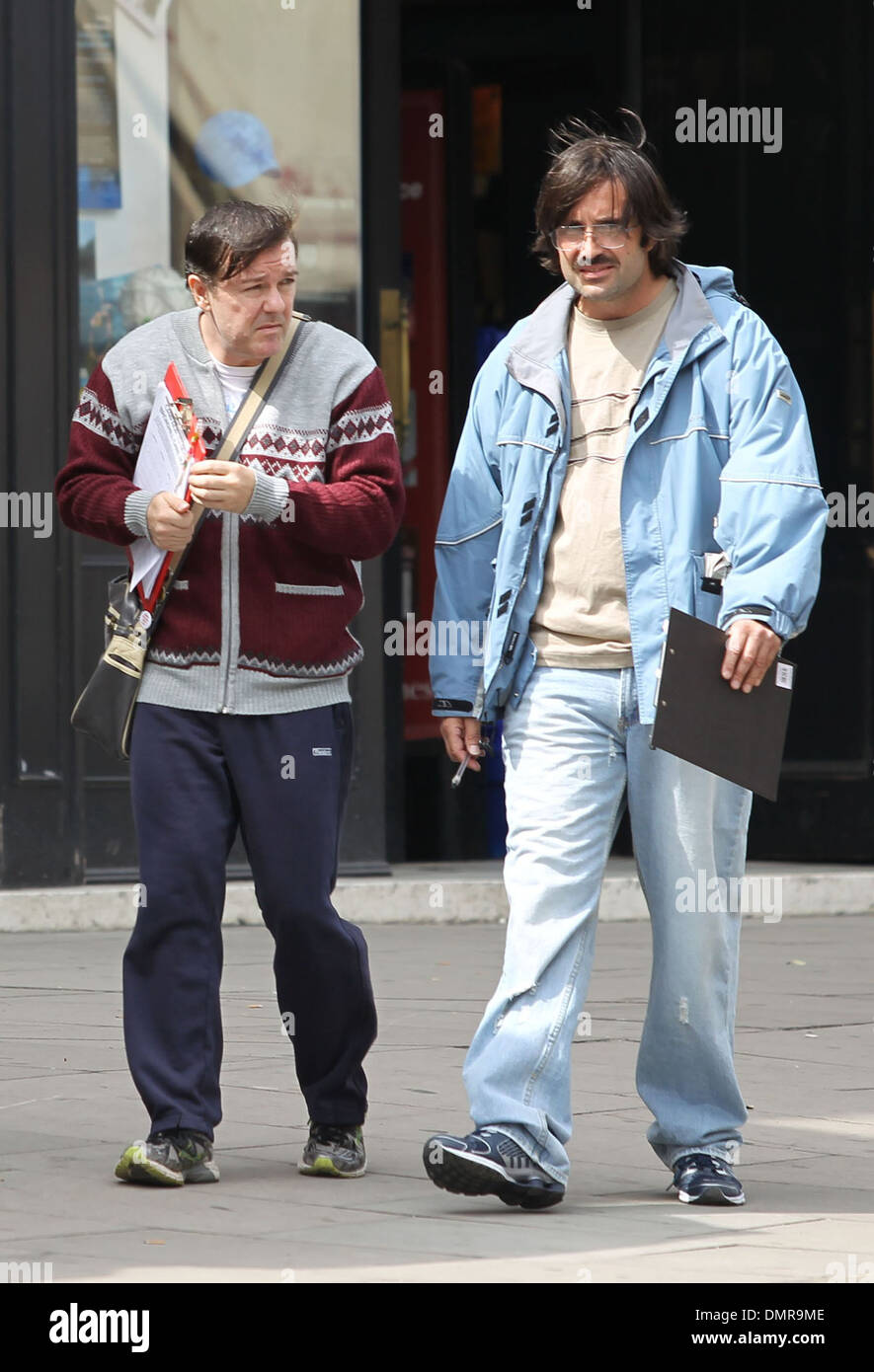 Ricky Gervais and David Earl on the set of 'Derek' in north London