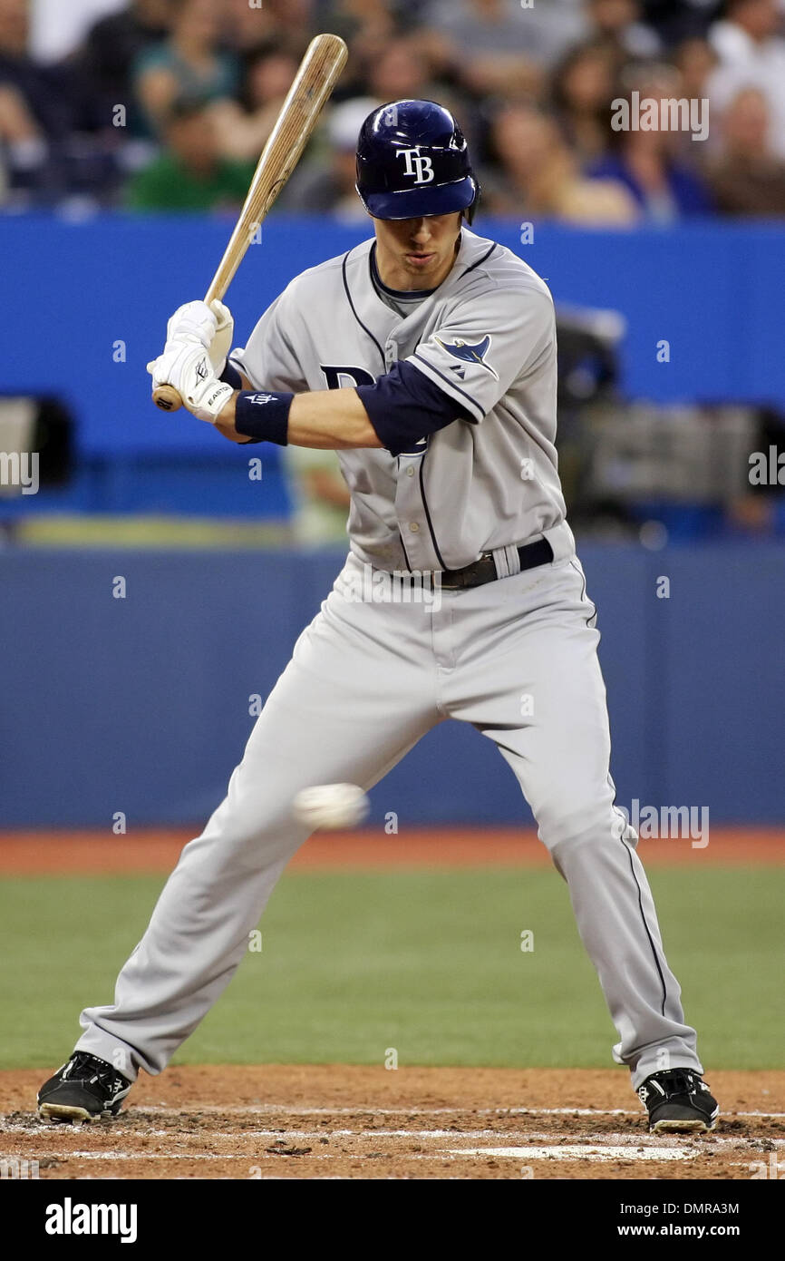 Tampa Bay Rays second baseman Ben Zobrist bats against the Toronto Blue