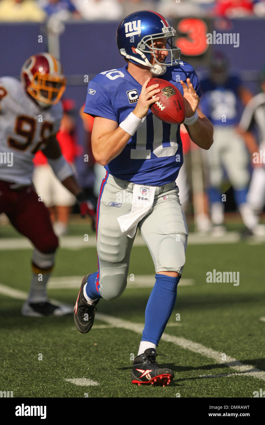 New York Giants quaterback #10 Eli Manning. The New York Giants defeated  the Washington Redskins 23-17 at Giants Stadium in Rutherford, New Jersey.  (Credit Image: © Anthony Gruppuso/Southcreek Global/ZUMApress.com Stock  Photo -