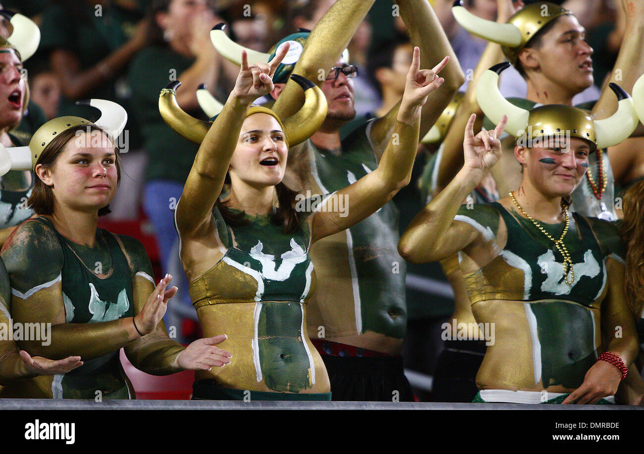Enthusiast South Florida fans celebrate during the first half of the