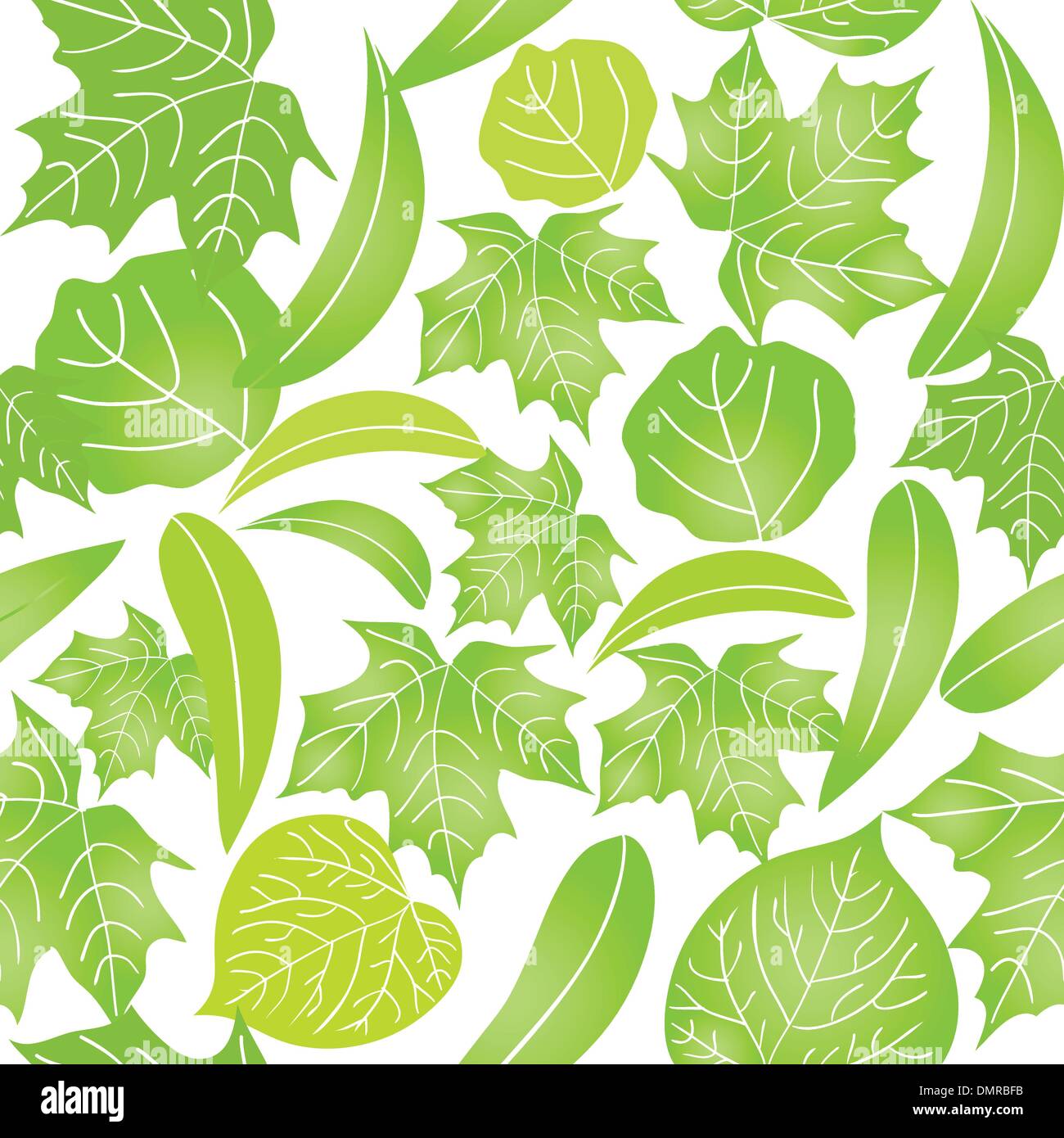 Seamless with green leaves on white background Stock Vector