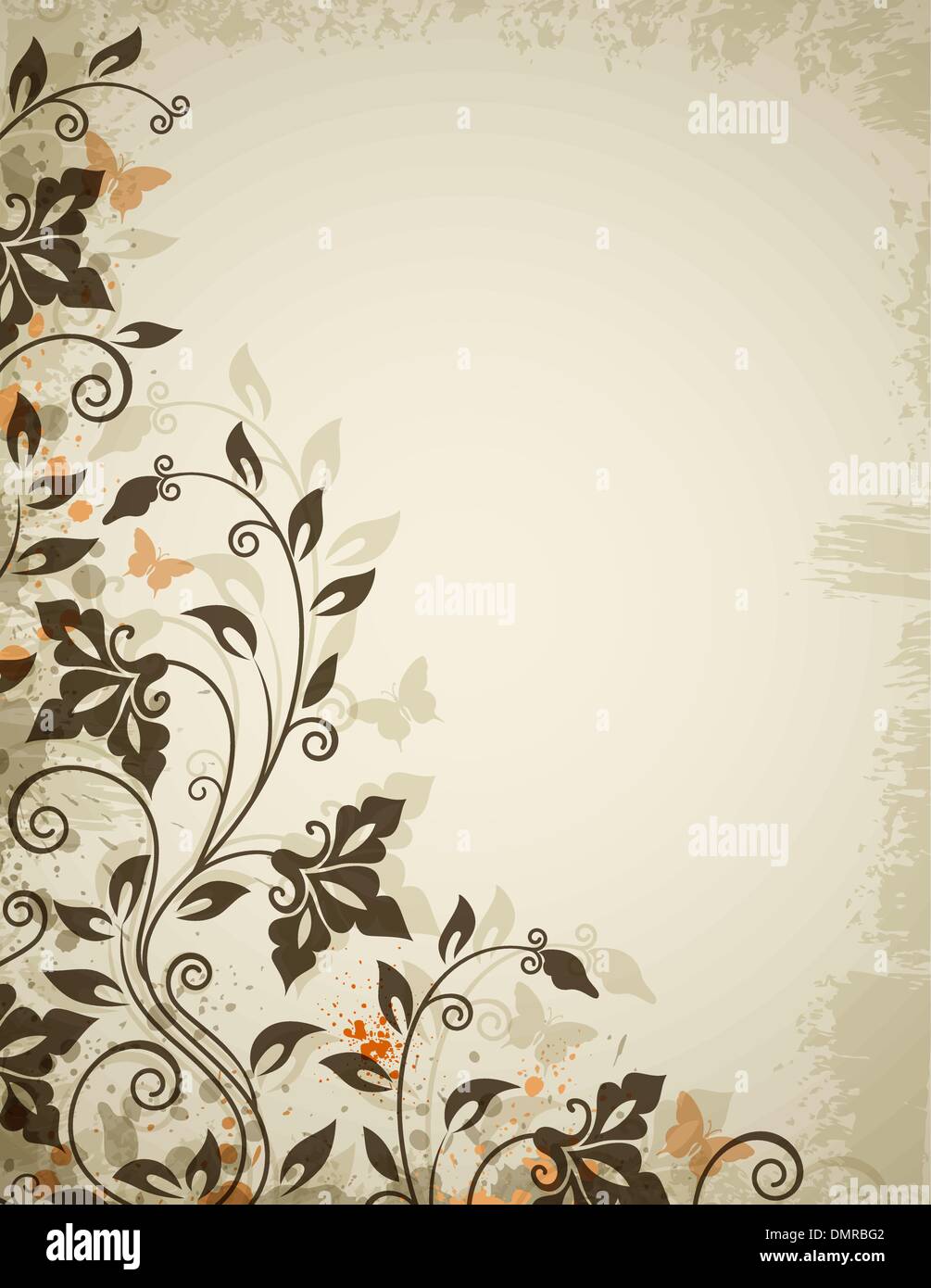 Floral background with flowers and butterflies Stock Vector Image & Art ...