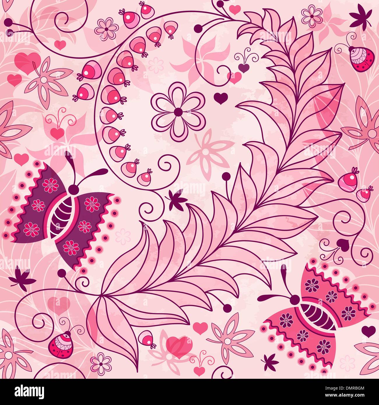 Seamless spring grunge floral pattern Stock Vector
