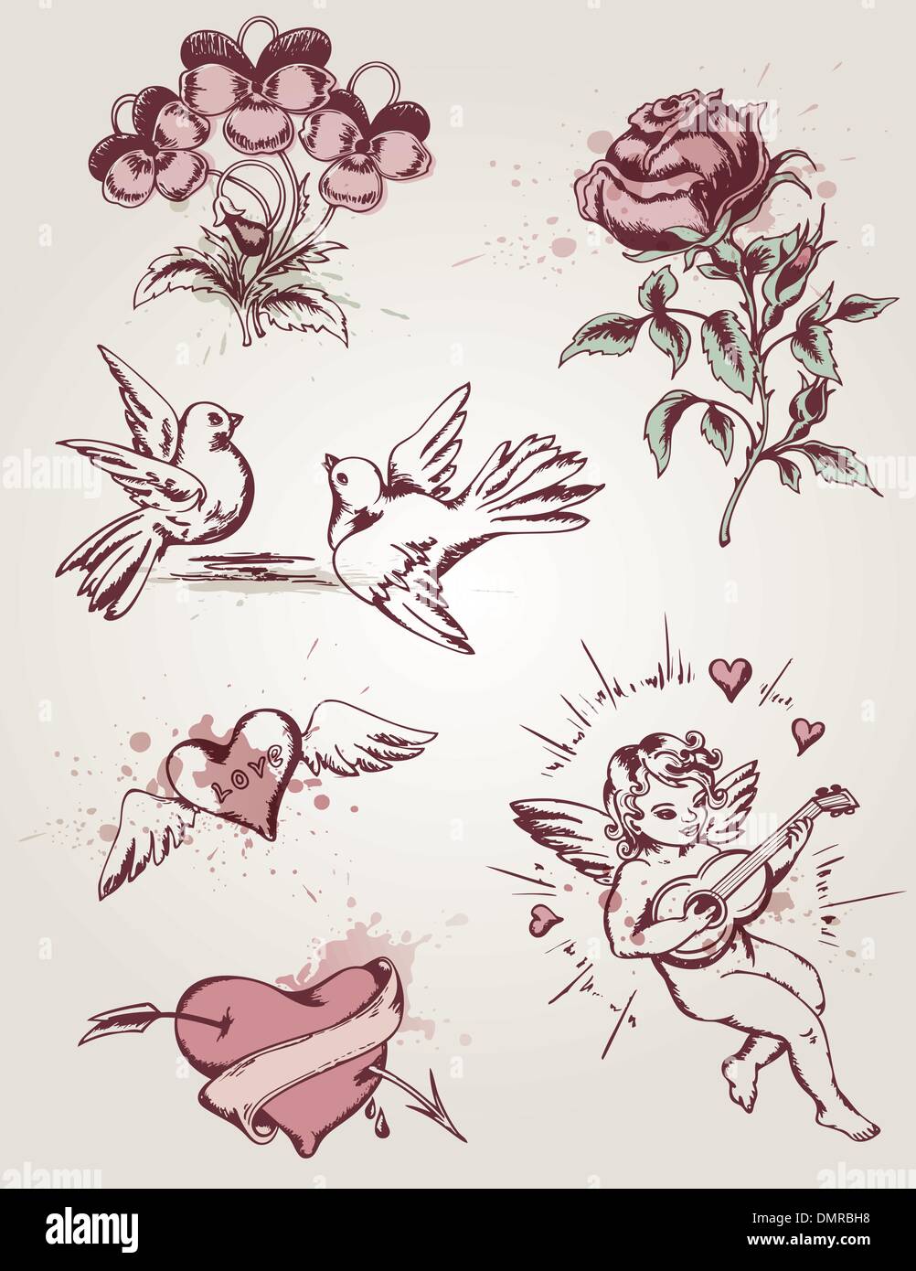 Retro elements for Valentine's Day Stock Vector Image & Art - Alamy