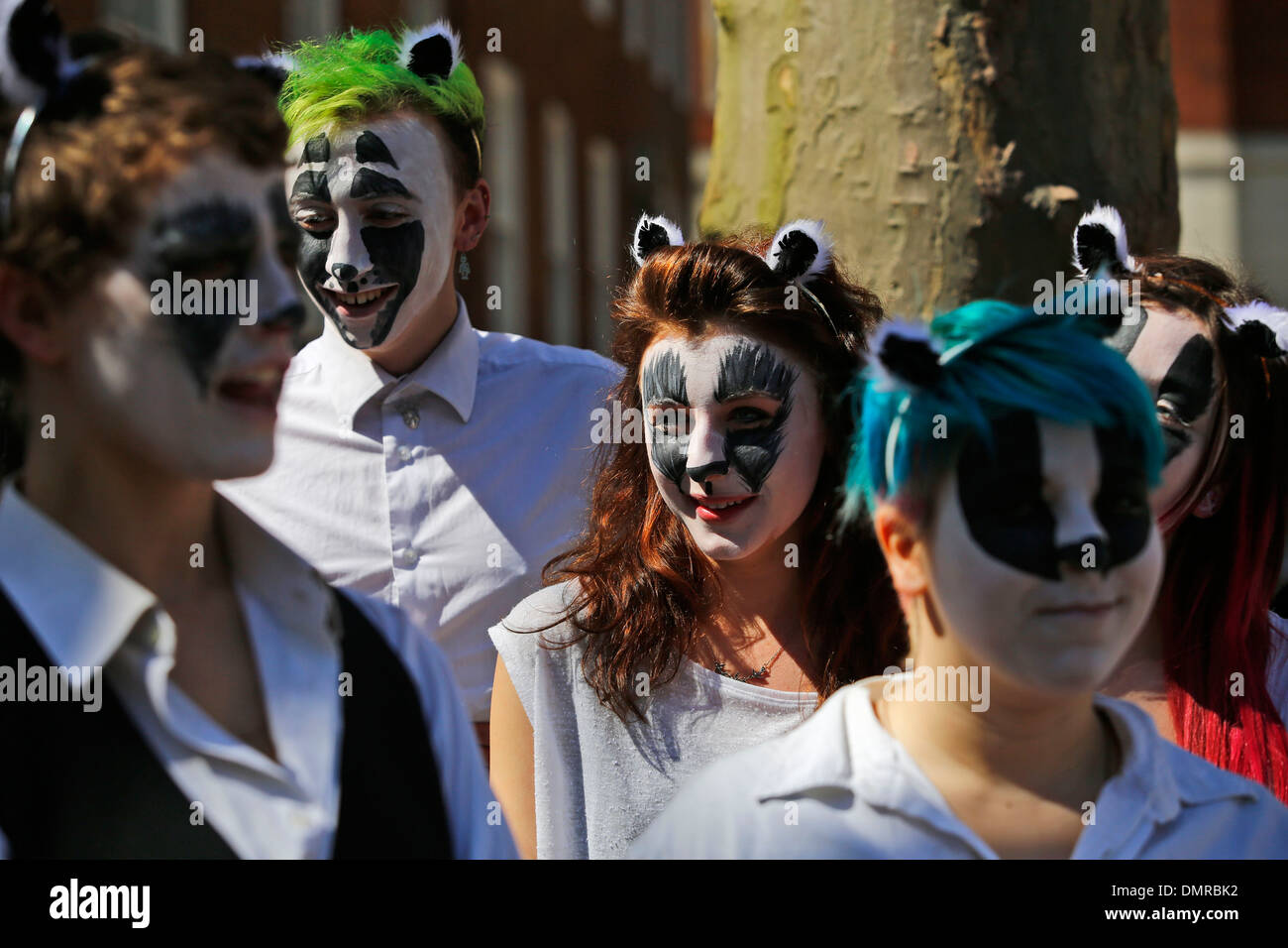 Face-paint wearing campaigners, opposed to the Government's proposed badger cull in England, stage a demonstration Stock Photo