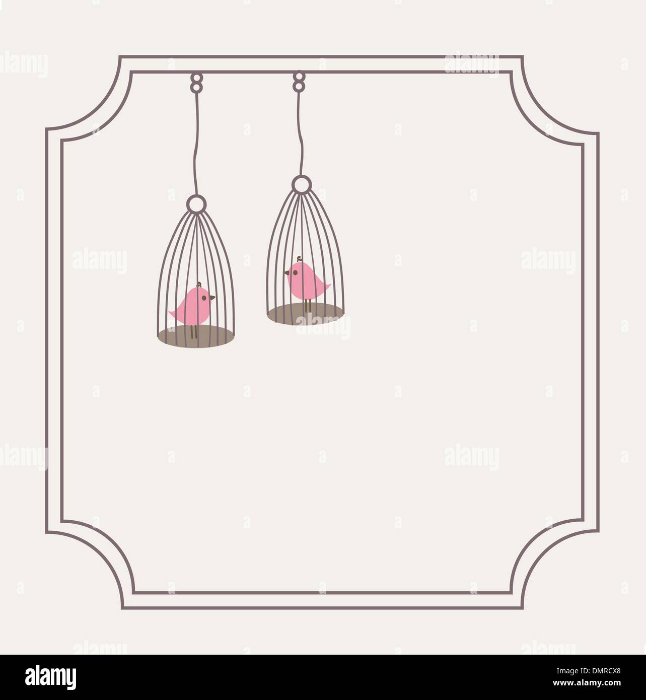 Cute love birds in birdcage Stock Vector Image & Art - Alamy