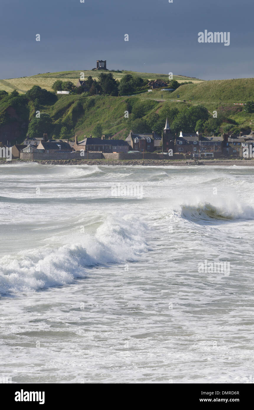 stonehaven shore waves storm surf crashing waves Stock Photo